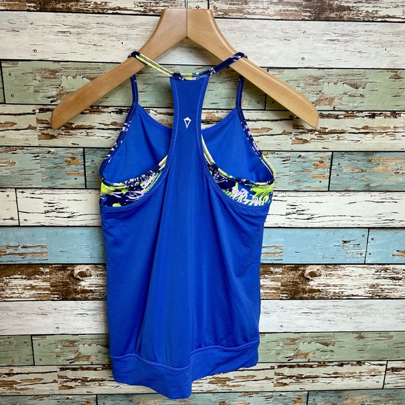 Ivivva Lululemon Girl’s Layered Double Dutch Blue Racerback Tank Top Size 12 - Picture 8 of 8